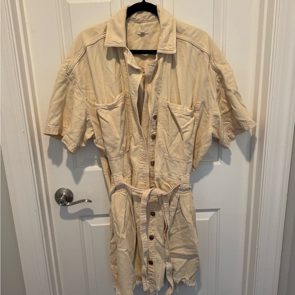 Pilcro Dresses & Skirts - Pilcro Peach Cream Button-Down Denim Mini Dress or Tunic Size 2X